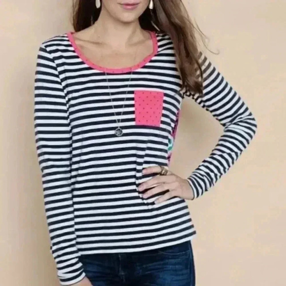 Matilda Jane Shea Friends Forever Striped Pocket Tee Top Relaxed Fit Women's S - Picture 8 of 9